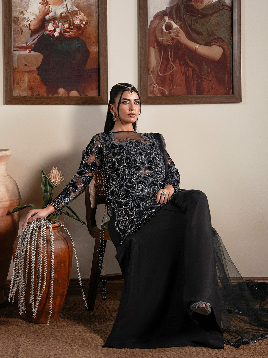 Faiza Faisal | Solene Luxury Velvets | NOIR - by Libasekhas UK - Registered Vendor of : Faiza Faisal - 100% Original Designer Dress