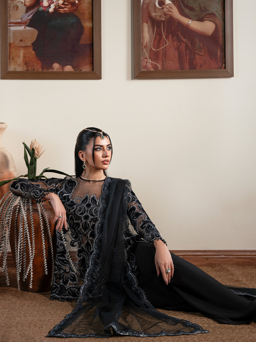 Faiza Faisal | Solene Luxury Velvets | NOIR - by Libasekhas UK - Registered Vendor of : Faiza Faisal - 100% Original Designer Dress