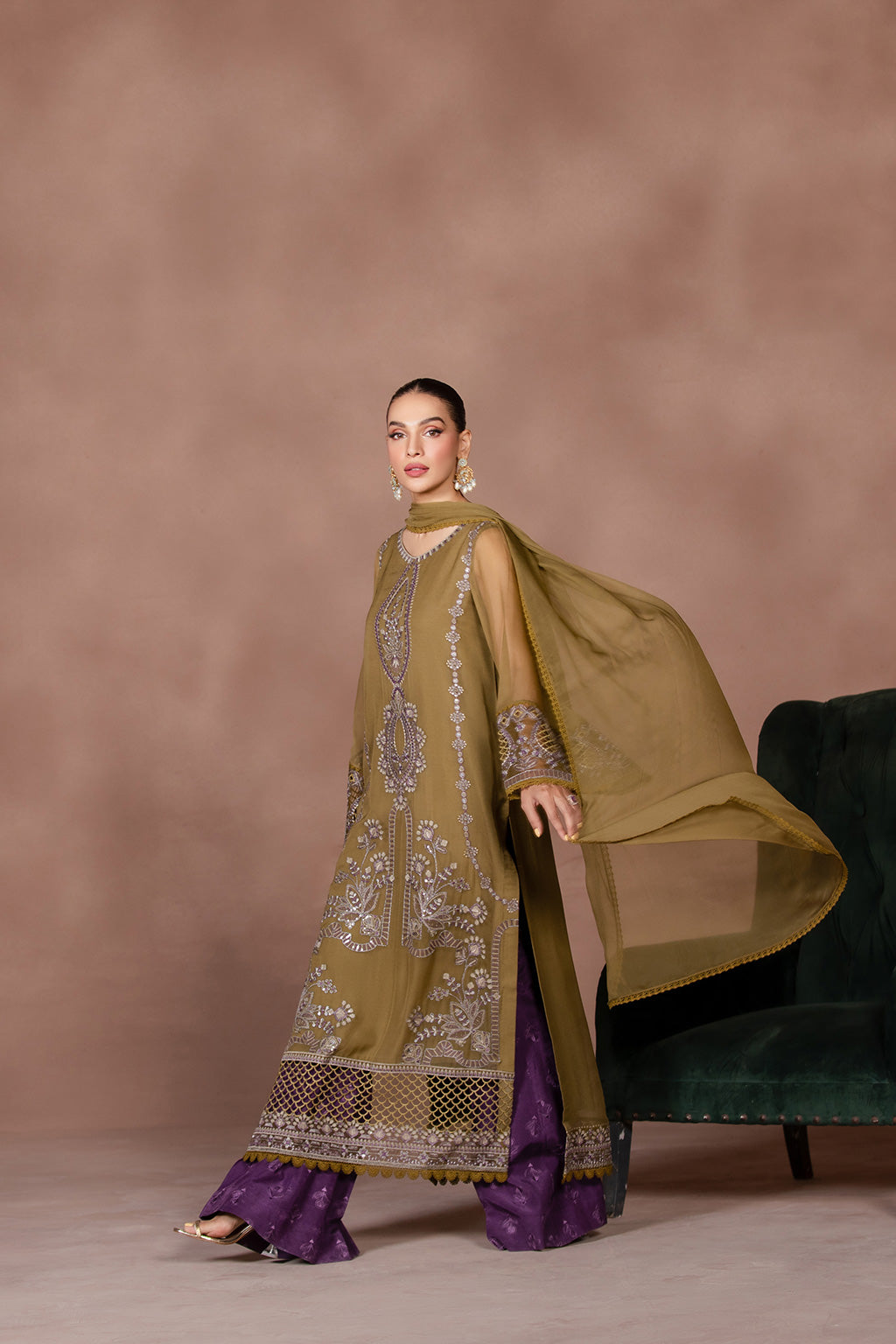 Flossie | Studio RTW | TANSY GREEN - by - Libasekhas UK - Registered Vendor of : Flossie - 100% Original Designer Dresss