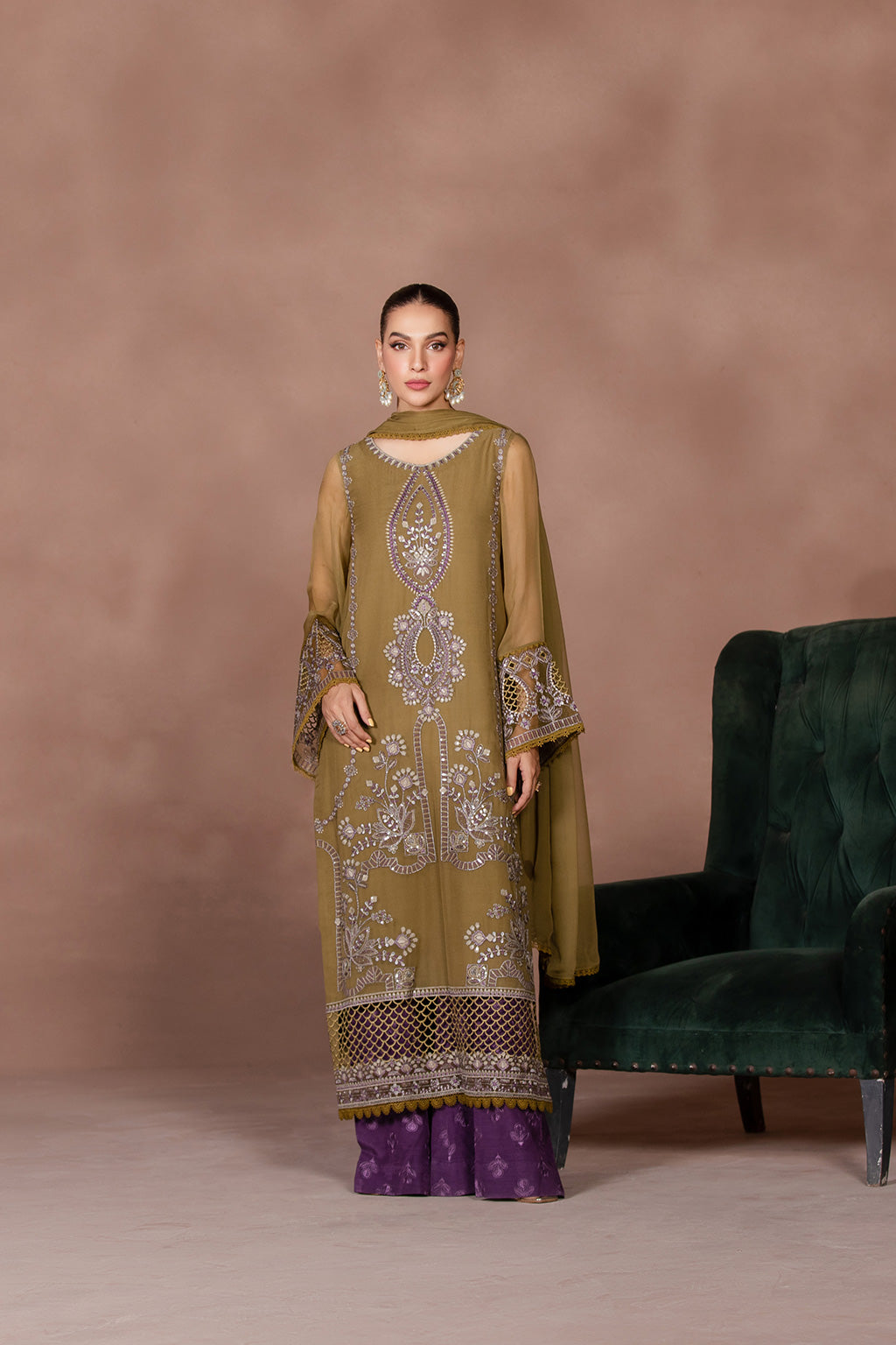 Flossie | Studio RTW | TANSY GREEN - by - Libasekhas UK - Registered Vendor of : Flossie - 100% Original Designer Dresss