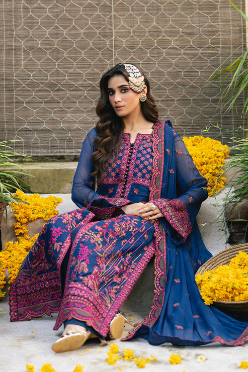 Maryum N Maria | Gulnaar Formals | 3 Piece Embroidered Chiffon ROKSANA - FSU5653 - by Libasekhas UK - Registered Vendor of : Maryum N Maria - 100% Original Designer Dress