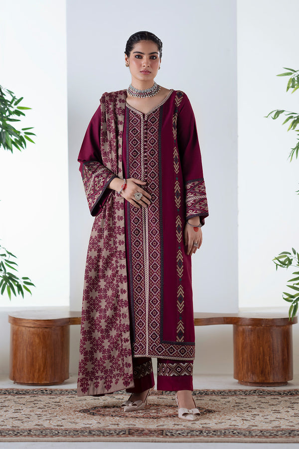 Maryum N Maria | Noore Winters 25 | 3 Piece Embroidered Khaddar MALALAI - FSU5670 - by Libasekhas UK - Registered Vendor of : Maryum N Maria - 100% Original Designer Dress