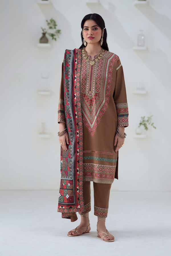 Maryum N Maria | Noore Winters 25 | 3 Piece Embroidered Khaddar GHUNCHA - FSU5674 - by Libasekhas UK - Registered Vendor of : Maryum N Maria - 100% Original Designer Dress