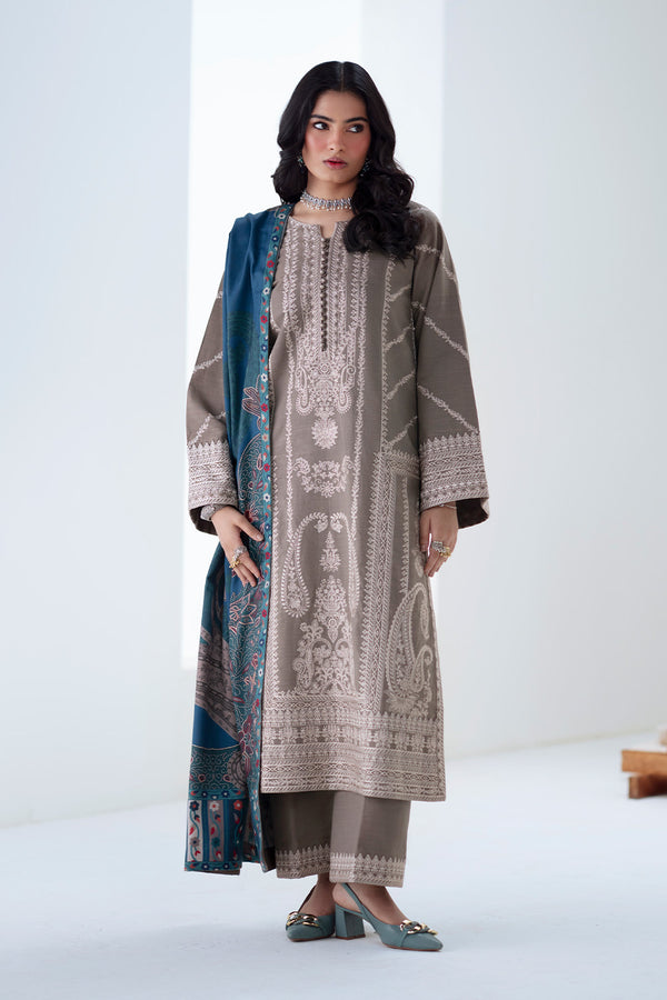 Maryum N Maria | Noore Winters 25 | 3 Piece Embroidered Khaddar ANGEZA - FSU5679 - by Libasekhas UK - Registered Vendor of : Maryum N Maria - 100% Original Designer Dress