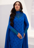 Farah Talib Aziz | Zaza Luxe Pret 24 | CHARR BLUE EMBROIDERED RAW SILK SHIRT AND DUPATTA - by - Libasekhas UK - Registered Vendor of : Farah Talib Aziz - 100% Original Designer Dresss