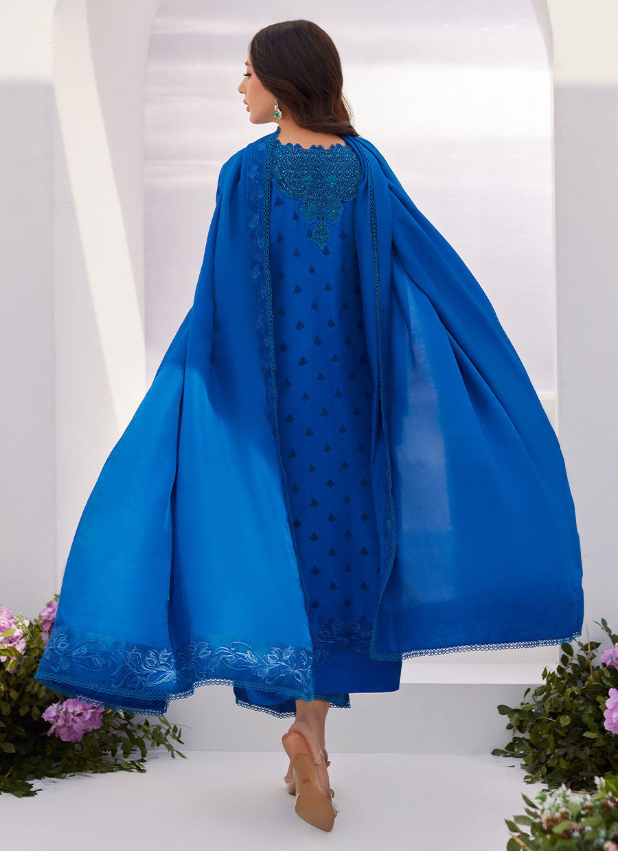 Farah Talib Aziz | Zaza Luxe Pret 24 | CHARR BLUE EMBROIDERED RAW SILK SHIRT AND DUPATTA - by - Libasekhas UK - Registered Vendor of : Farah Talib Aziz - 100% Original Designer Dresss