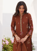 Farah Talib Aziz | Zaza Luxe Pret 24 | NOEMIE CHOCOLATE EMBROIDERED RAW SILK SHIRT AND DUPATTA - by - Libasekhas UK - Registered Vendor of : Farah Talib Aziz - 100% Original Designer Dresss