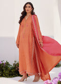 Farah Talib Aziz | Zaza Luxe Pret 24 | ELYNA CORAL EMBROIDERED RAW SILK SHIRT AND DUPATTA - Libasekhas