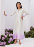 Farah Talib Aziz | Zaza Luxe Pret 24 | LIQUE SILVER OMBRE EMBELLISHED KAFTAAN CUT SHIRT - by - Libasekhas UK - Registered Vendor of : Farah Talib Aziz - 100% Original Designer Dresss