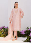 Farah Talib Aziz | Zaza Luxe Pret 24 | BEBE BLUSH PINK EMBELLISHED RAW SILK KURTA SHIRT AND DUPATTA - Libasekhas