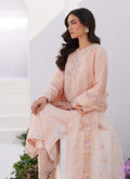 Farah Talib Aziz | Zaza Luxe Pret 24 | ELEA PEACH EMBROIDERED RAW SILK SHIRT AND DUPATTA - by - Libasekhas UK - Registered Vendor of : Farah Talib Aziz - 100% Original Designer Dresss