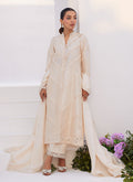 Farah Talib Aziz | Zaza Luxe Pret 24 | TISELE IVORY PLEATED RAW SILK SHIRT AND DUPATTA - by - Libasekhas UK - Registered Vendor of : Farah Talib Aziz - 100% Original Designer Dresss