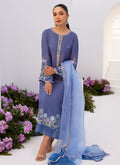 Farah Talib Aziz | Zaza Luxe Pret 24 | ALO BLUE EMBROIDERED SHIRT AND DUPATTA - by - Libasekhas UK - Registered Vendor of : Farah Talib Aziz - 100% Original Designer Dresss
