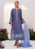 Farah Talib Aziz | Zaza Luxe Pret 24 | ALO BLUE EMBROIDERED SHIRT AND DUPATTA - by - Libasekhas UK - Registered Vendor of : Farah Talib Aziz - 100% Original Designer Dresss