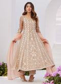 Farah Talib Aziz | Zaza Luxe Pret 24 | CHARLENE SAND EMBROIDERED KALIDAAR WITH DUPATTA - by - Libasekhas UK - Registered Vendor of : Farah Talib Aziz - 100% Original Designer Dresss