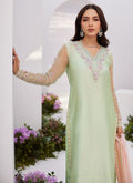 Farah Talib Aziz | Zaza Luxe Pret 24 | COLLETTE MINT OMBRE EMBELLISHED COLUMN SHIRT WITH KALIDAAR WITH EMBROIDERED SLIP - by - Libasekhas UK - Registered Vendor of : Farah Talib Aziz - 100% Original Designer Dresss