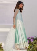 Farah Talib Aziz | Zaza Luxe Pret 24 | SOLENE AQUA OMBRE EMBELLISHED COLUMN SHIRT WITH EMBROIDERED KALIDAAR SLIP - by - Libasekhas UK - Registered Vendor of : Farah Talib Aziz - 100% Original Designer Dresss
