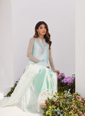 Farah Talib Aziz | Zaza Luxe Pret 24 | SOLENE AQUA OMBRE EMBELLISHED COLUMN SHIRT WITH EMBROIDERED KALIDAAR SLIP - by - Libasekhas UK - Registered Vendor of : Farah Talib Aziz - 100% Original Designer Dresss