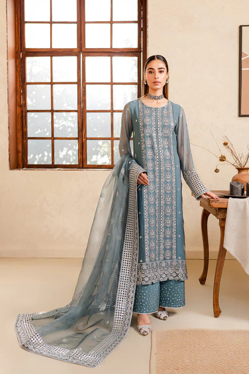 Farasha | Ritizer Festive Formals | Aqua Flora - by - Libasekhas UK - Registered Vendor of : Farasha - 100% Original Designer Dresss
