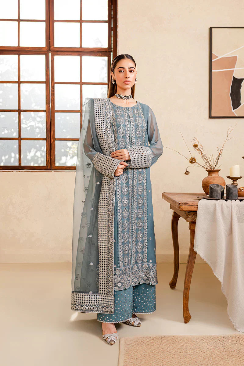 Farasha | Ritizer Festive Formals | Aqua Flora - by - Libasekhas UK - Registered Vendor of : Farasha - 100% Original Designer Dresss