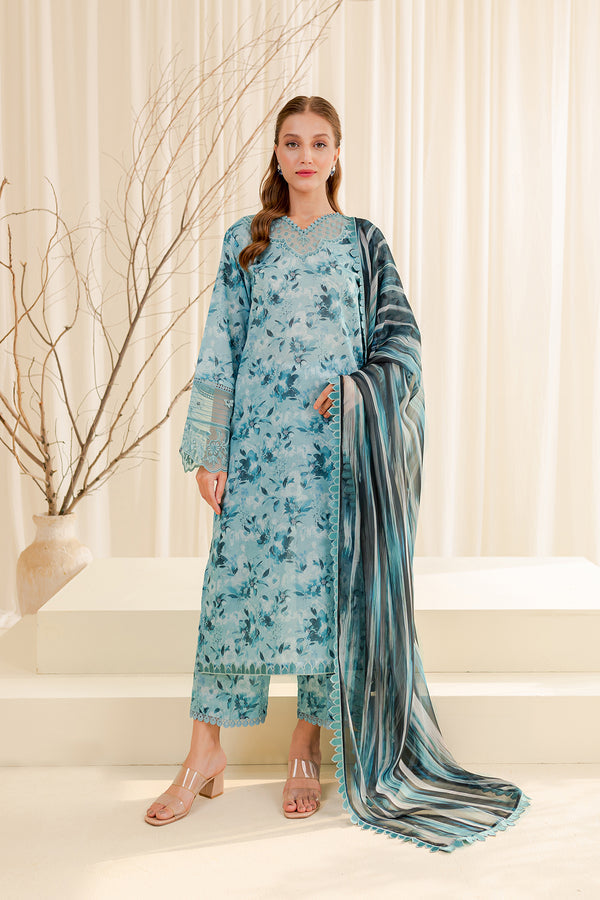 Farasha | Printed Essentials | AQUA BERYL - by - Libasekhas UK - Registered Vendor of : Farasha - 100% Original Designer Dresss