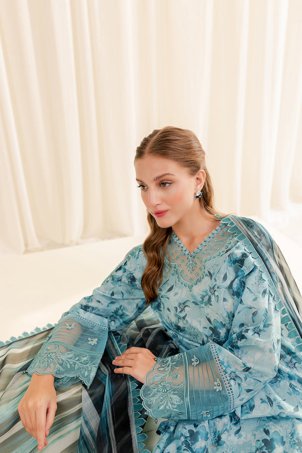 Farasha | Printed Essentials | AQUA BERYL - by - Libasekhas UK - Registered Vendor of : Farasha - 100% Original Designer Dresss