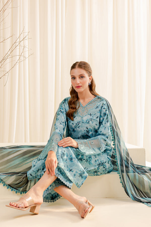Farasha | Printed Essentials | AQUA BERYL - by - Libasekhas UK - Registered Vendor of : Farasha - 100% Original Designer Dresss