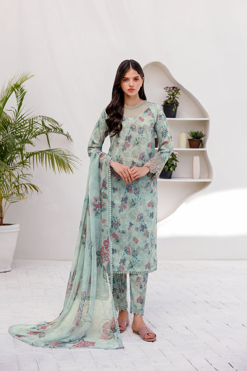 Farasha | Printed Essentials | MINT BREEZE - by - Libasekhas UK - Registered Vendor of : Farasha - 100% Original Designer Dresss