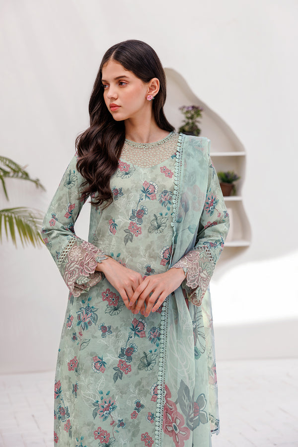 Farasha | Printed Essentials | MINT BREEZE - by - Libasekhas UK - Registered Vendor of : Farasha - 100% Original Designer Dresss