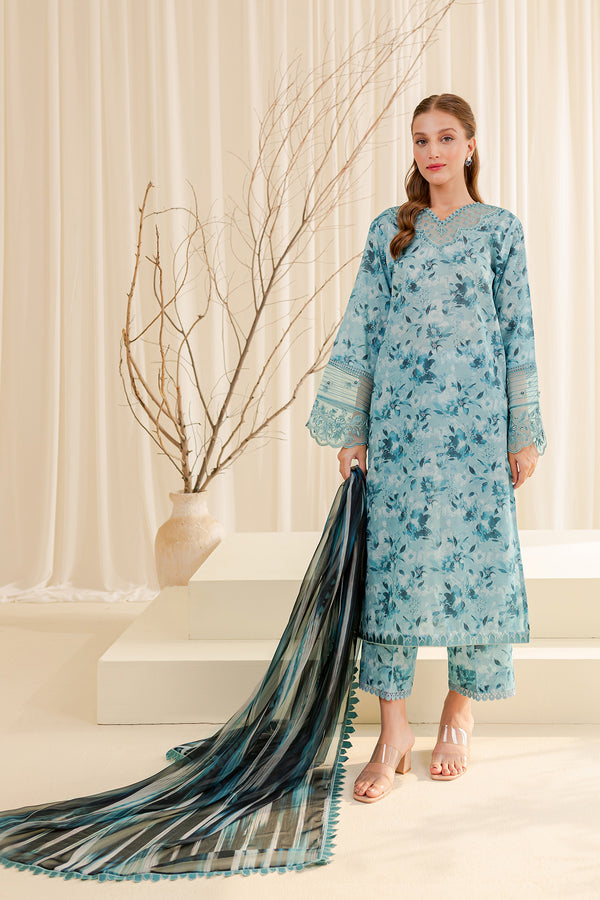 Farasha | Printed Essentials | AQUA BERYL - by - Libasekhas UK - Registered Vendor of : Farasha - 100% Original Designer Dresss