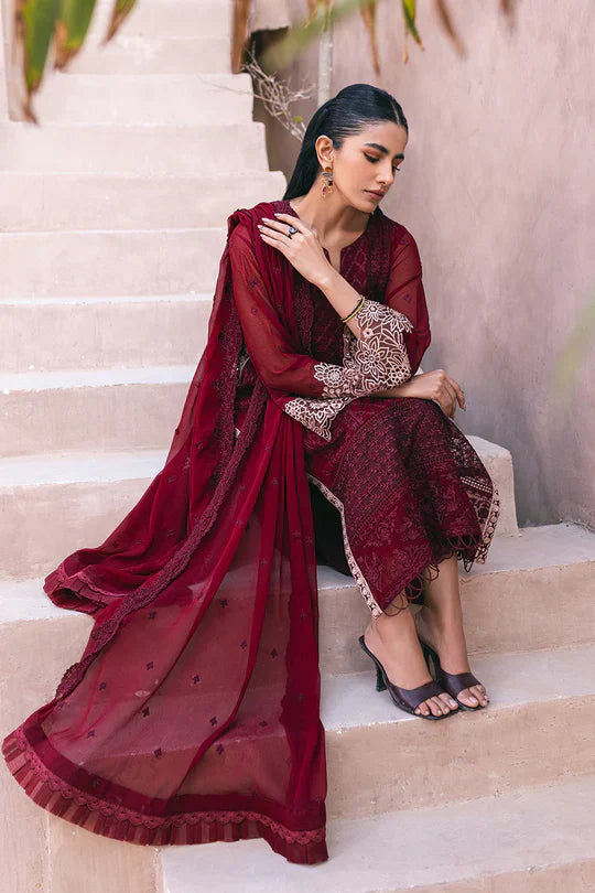 Azure | Embroidered Ensembles 3 Pcs | Fire Lily - Libasekhas