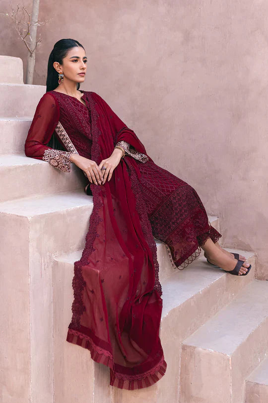 Azure | Embroidered Ensembles 3 Pcs | Fire Lily - Libasekhas