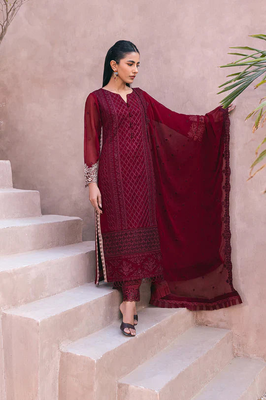 Azure | Embroidered Ensembles 3 Pcs | Fire Lily - Libasekhas