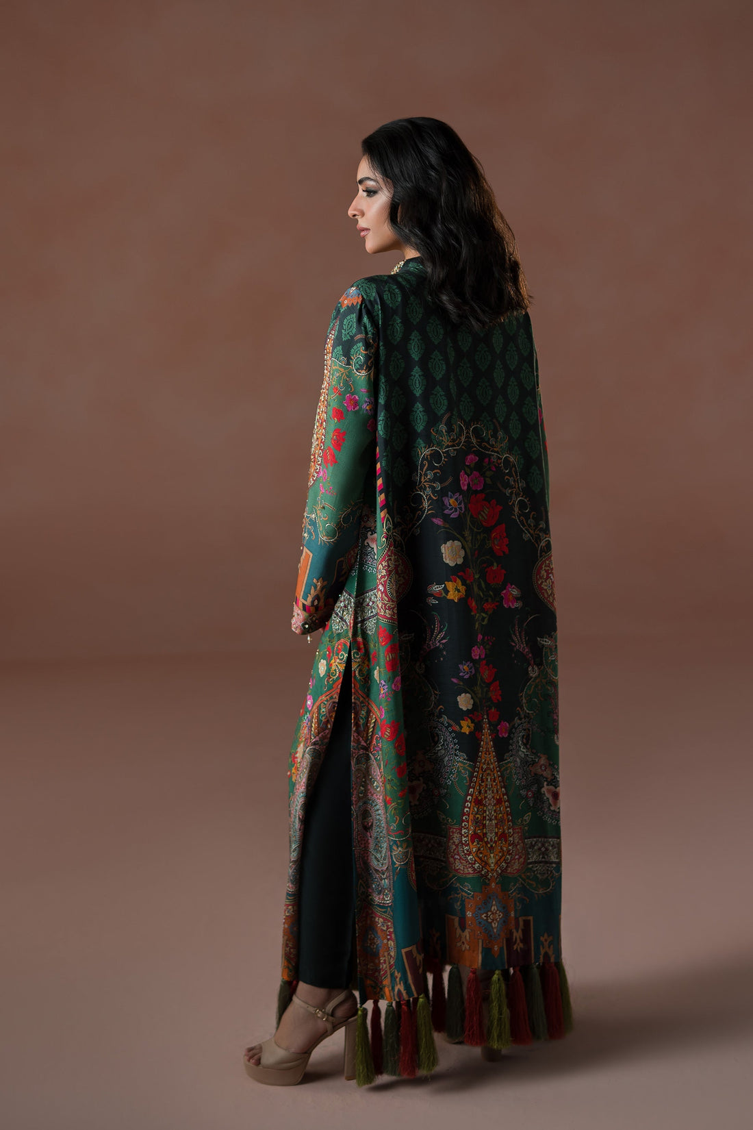 Ammara Khan | Flo 25 | Forest Floral Tassel Kaftan Set  (D-06) - by - Libasekhas UK - Registered Vendor of : Ammara Khan - 100% Original Designer Dresss