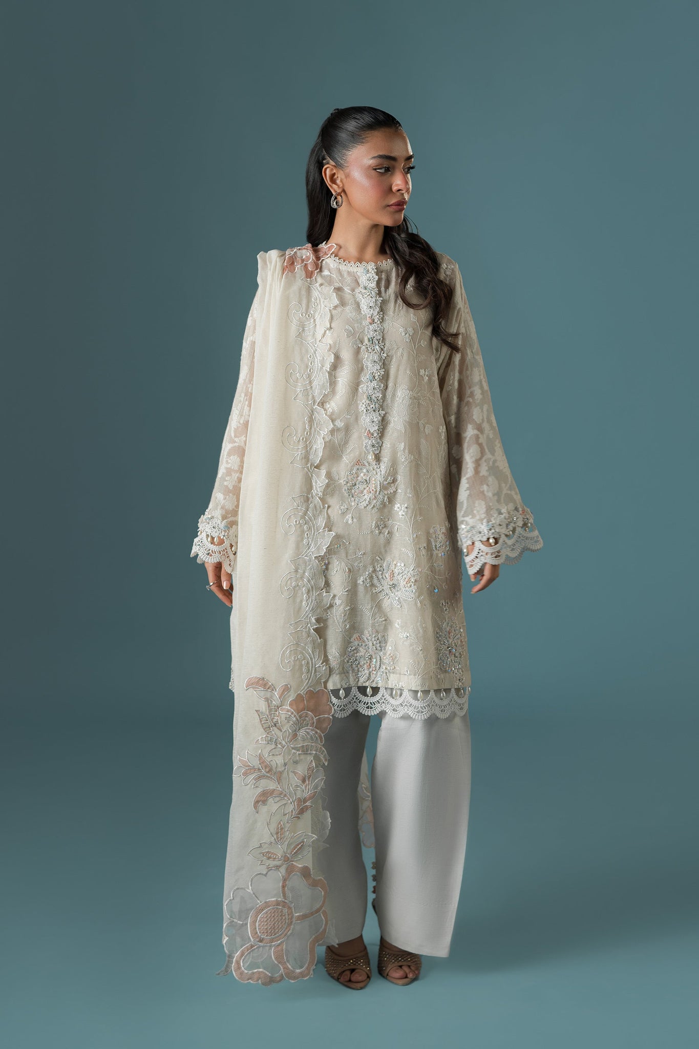 Ammara Khan | Flo 25 | Pearl Spring Lily Shalwar Set (D-10) - by - Libasekhas UK - Registered Vendor of : Ammara Khan - 100% Original Designer Dresss