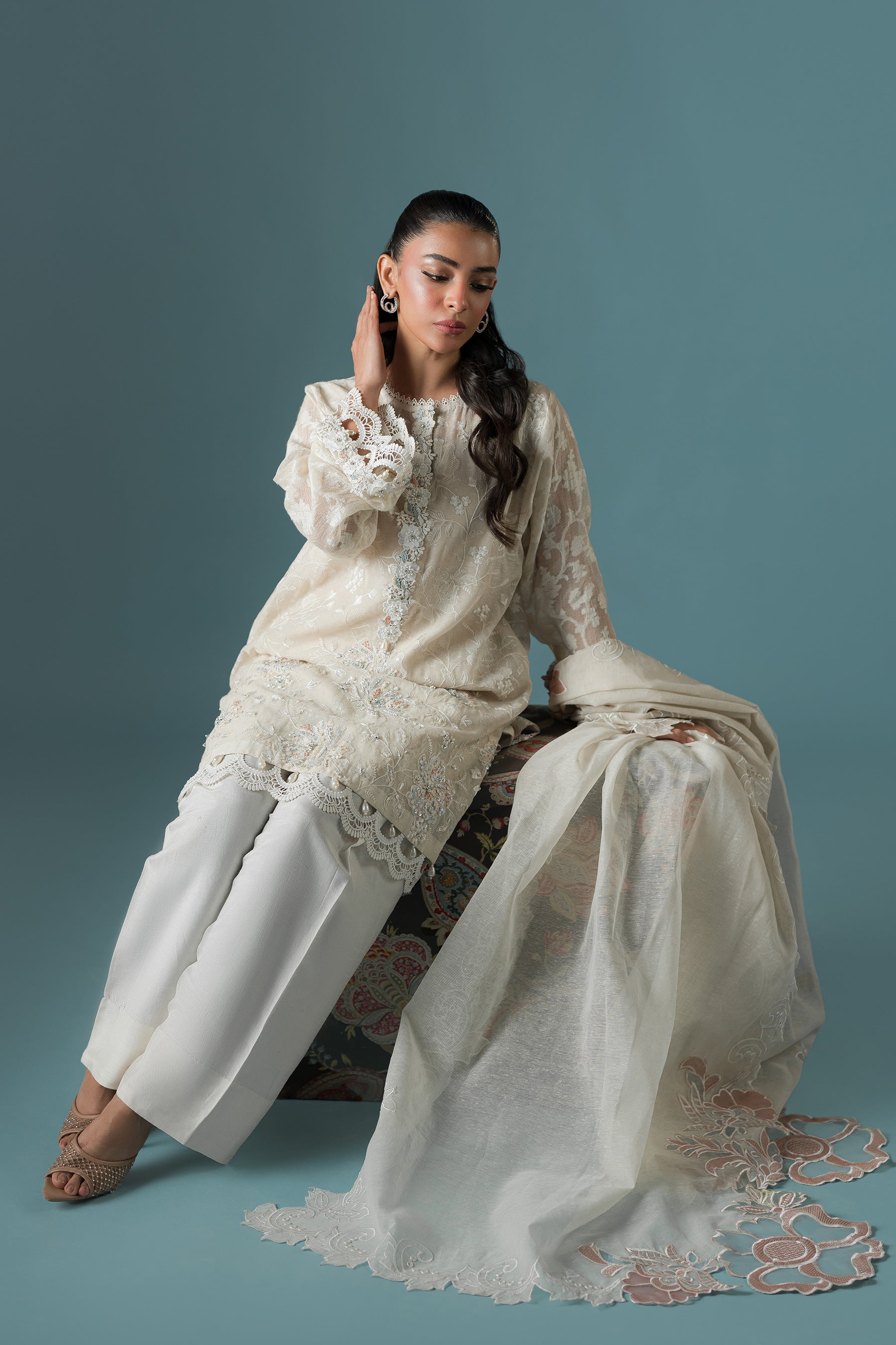 Ammara Khan | Flo 25 | Pearl Spring Lily Shalwar Set (D-10) - by - Libasekhas UK - Registered Vendor of : Ammara Khan - 100% Original Designer Dresss
