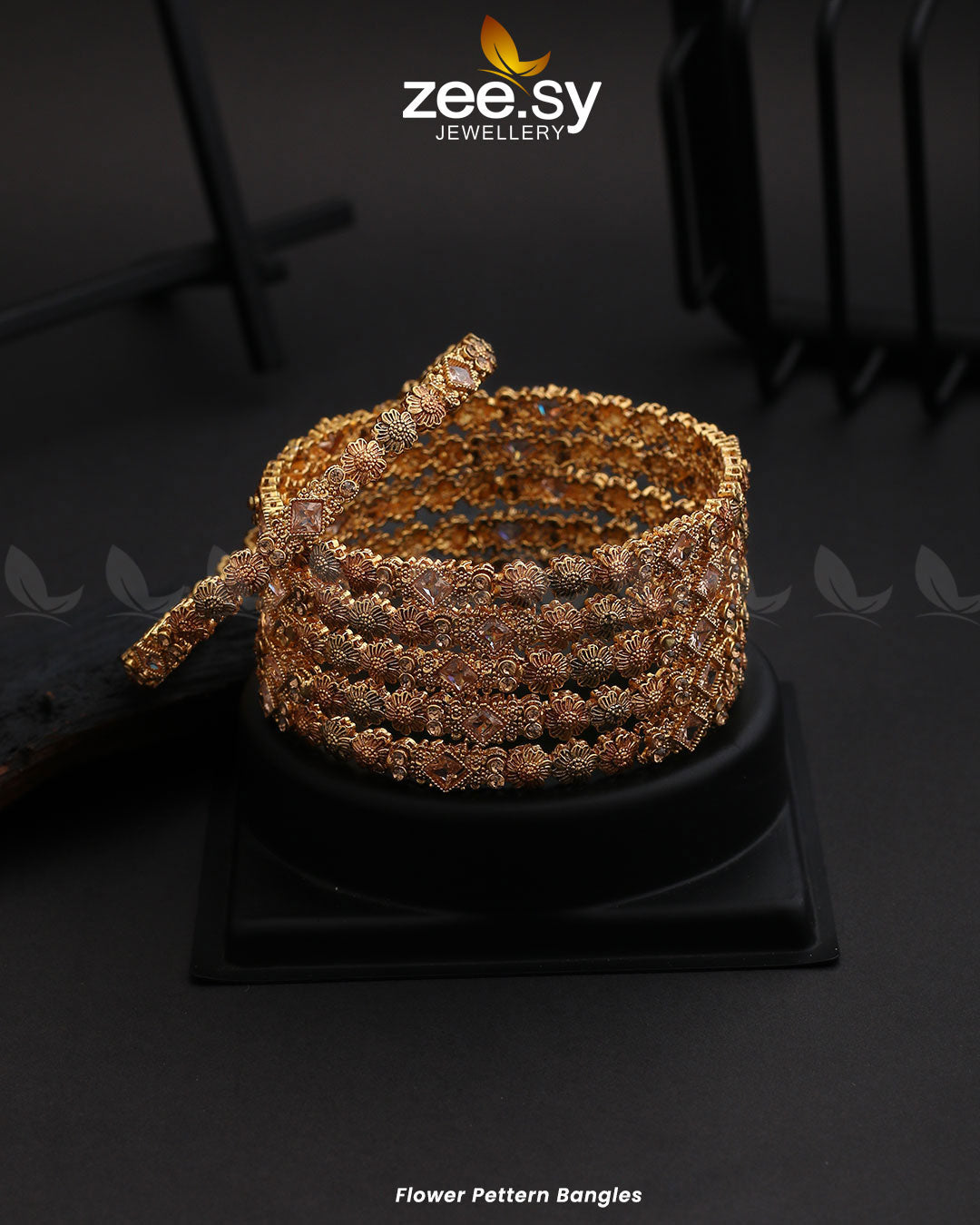 Flower Pettern Bangles - by - Libasekhas UK - Registered Vendor of : Zeesy - 100% Original Designer Dresss