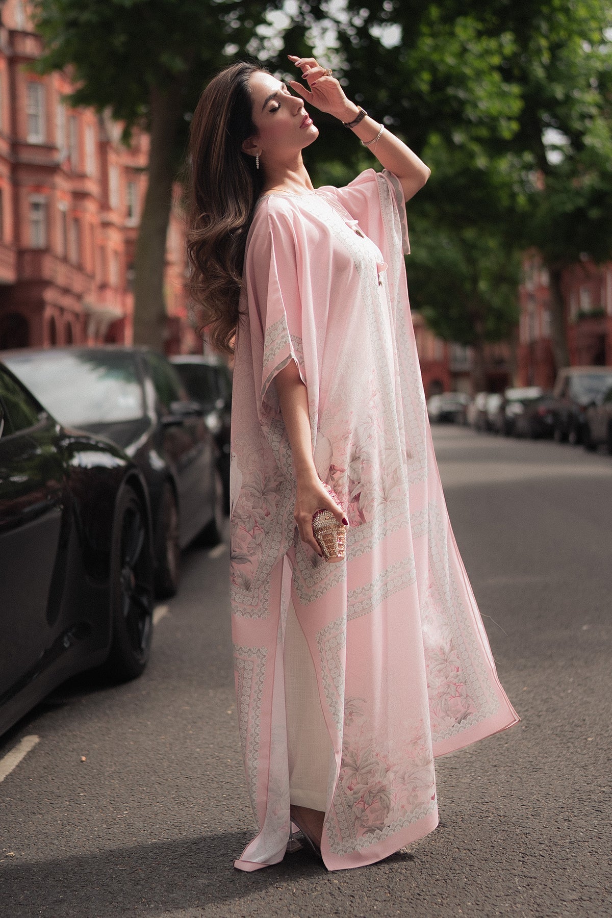 Erum Khan I Kaftan Edit I Fuchsia Fire - by Libasekhas UK - Registered Vendor of : Erum Khan - 100% Original Designer Dress