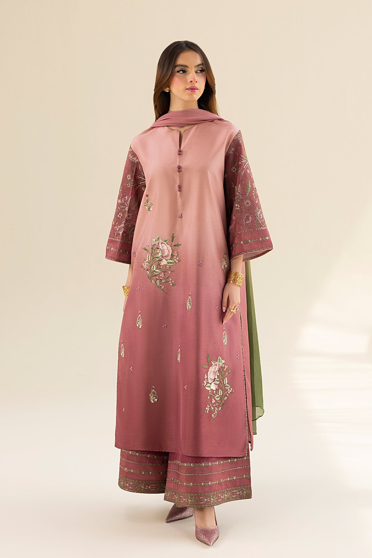Erum Khan | Lillia Summer Edit | Vintage Rose - by - Libasekhas UK - Registered Vendor of : Erum Khan - 100% Original Designer Dresss
