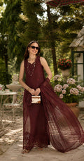 Noor by Saadia Asad | Noor Eid Printskhas 26 |D10  Burgundy - by Libasekhas - Registered Vendor of : Noor by Saadia Asad - 100% Original Designer Dress