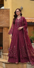 Noor by Saadia Asad | Luxury Eid Schiffli Laserkari 26 | D8 -Rasberry love - by Libasekhas UK - Registered Vendor of : Noor by Saadia Asad - 100% Original Designer Dress