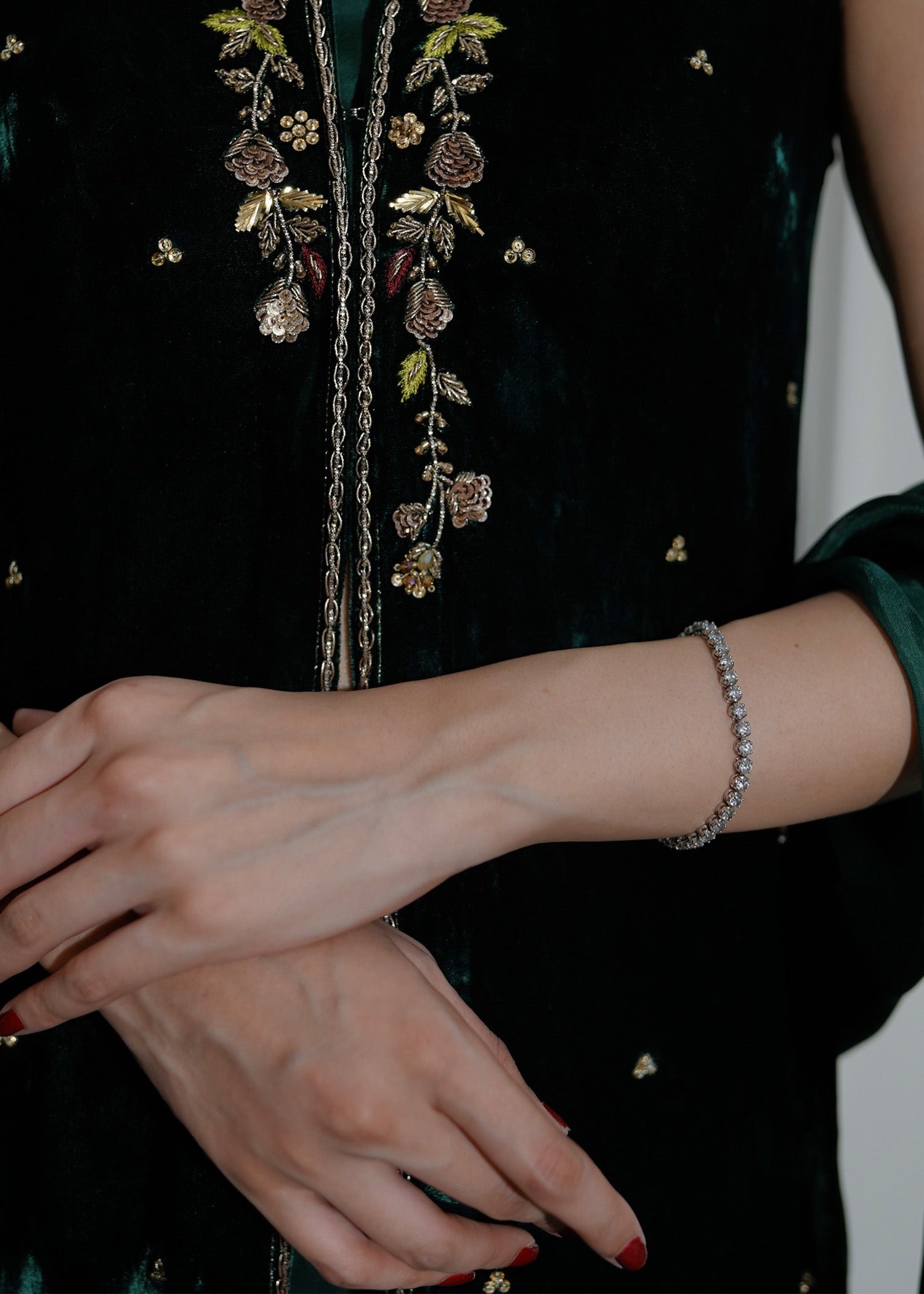 Mahum Asad | Voila Velvets | Emerald - by - Libasekhas UK - Registered Vendor of : Mahum Asad - 100% Original Designer Dresss
