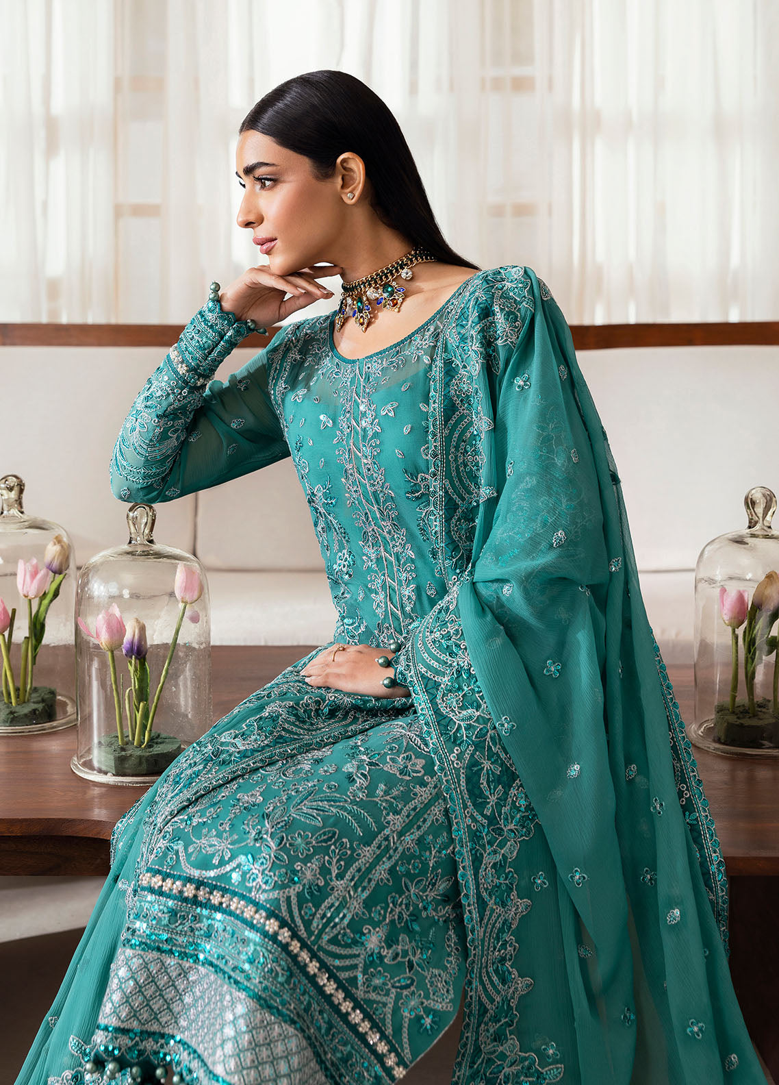 Gulaal | Reverie Embroidered Chiffon | MIRAL - by - Libasekhas UK - Registered Vendor of : Gulaal - 100% Original Designer Dresss