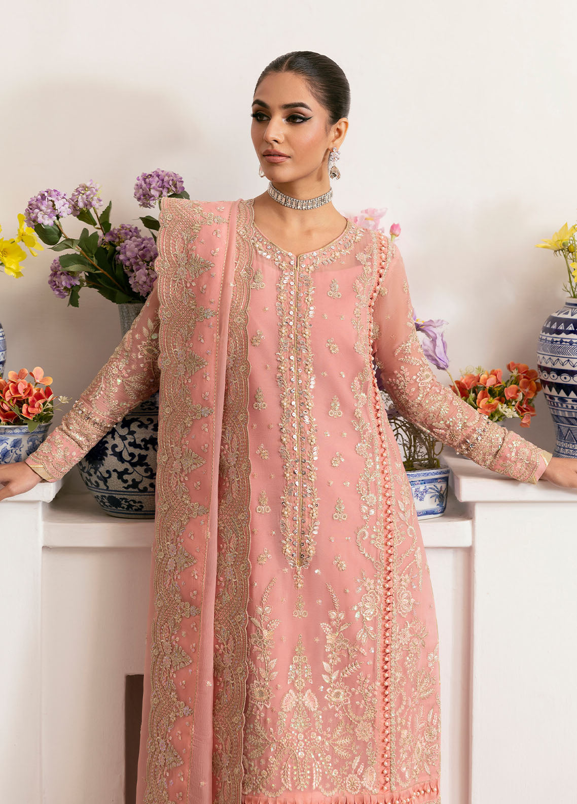 Gulaal | Reverie Embroidered Chiffon | CORALYN - by - Libasekhas UK - Registered Vendor of : Gulaal - 100% Original Designer Dresss