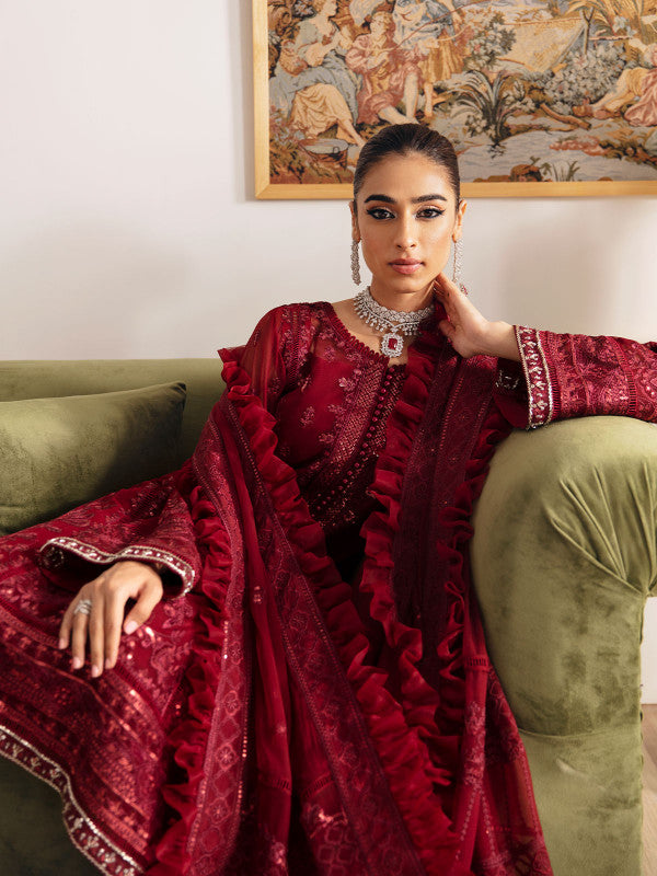 Gulaal | Embroidered Chiffon 23 | RUBY GL-EC-23V1-02 - by - Libasekhas UK - Registered Vendor of : Gulaal - 100% Original Designer Dresss