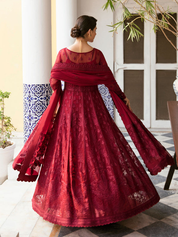 Gulaal | Embroidered Chiffon 23 | GARNET - (GL-EP23V1-09) - by - Libasekhas UK - Registered Vendor of : Gulaal - 100% Original Designer Dresss