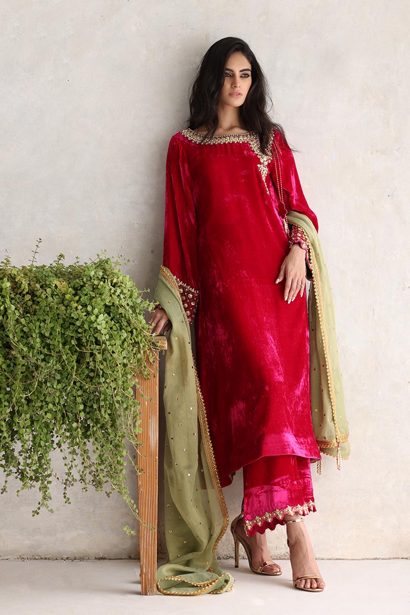 Sana Abbas | Velvet Formals | GULAAL - by - Libasekhas UK - Registered Vendor of : Sana Abbas - 100% Original Designer Dresss