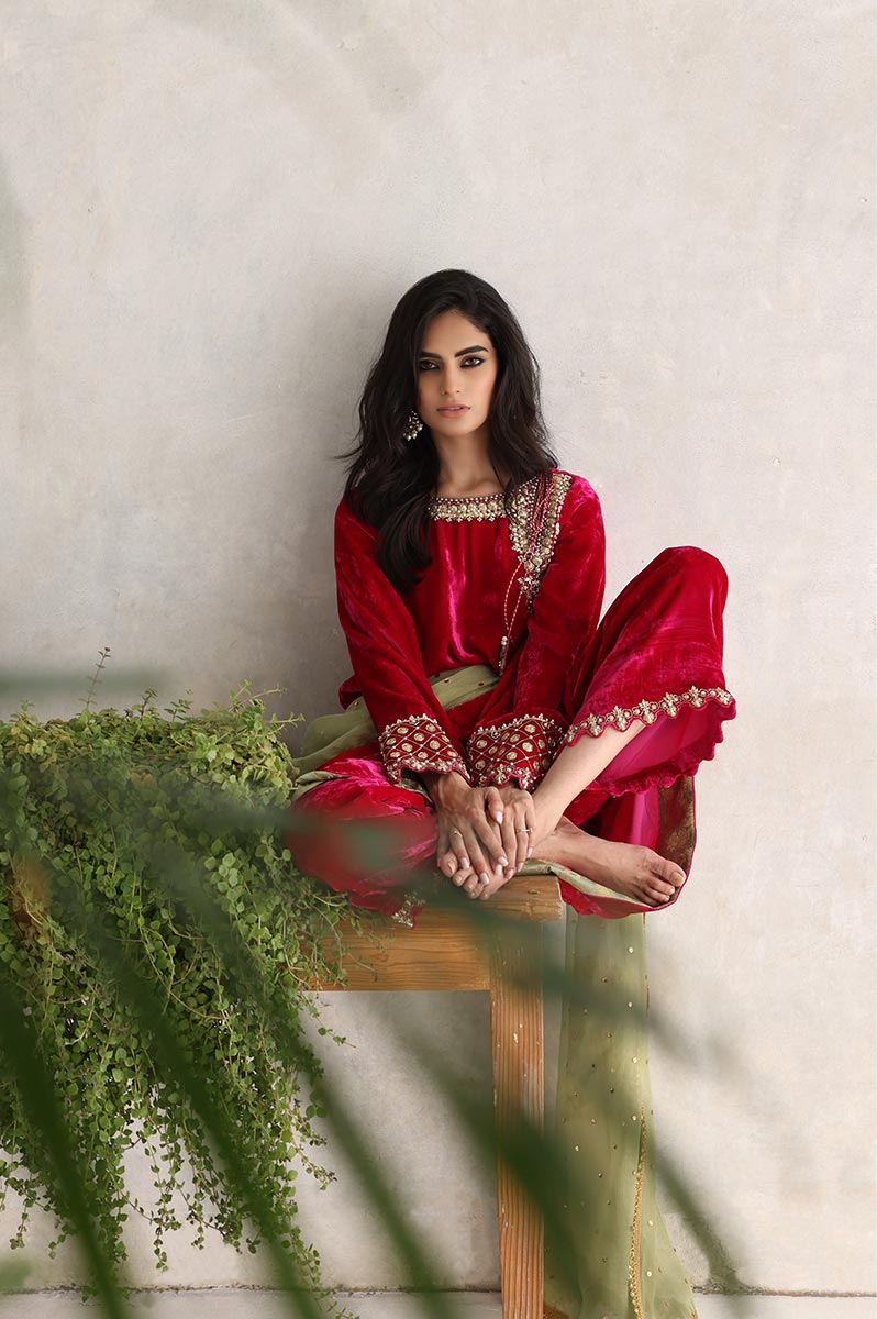 Sana Abbas | Velvet Formals | GULAAL - by - Libasekhas UK - Registered Vendor of : Sana Abbas - 100% Original Designer Dresss