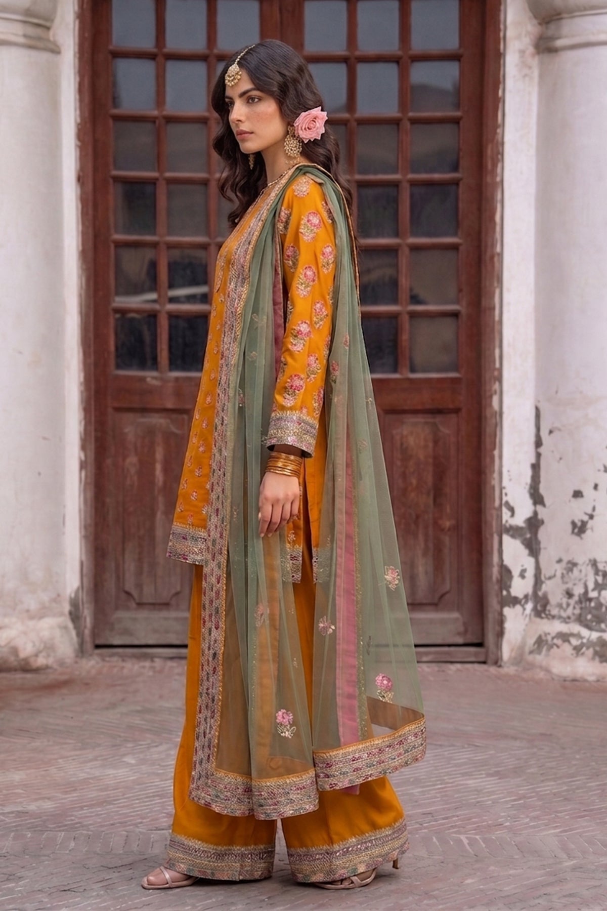 Charizma | Festive Pret | 3-PC Embroidered Raw Silk CMA-6-356 - by Libasekhas UK - Registered Vendor of : Charizma - 100% Original Designer Dress
