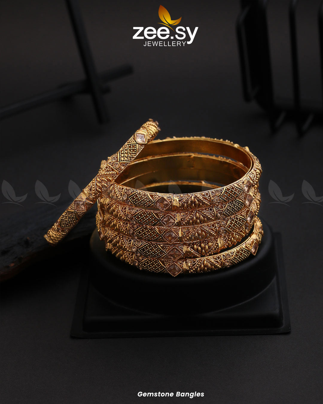 Gemstone Bangles - by - Libasekhas UK - Registered Vendor of : Zeesy - 100% Original Designer Dresss